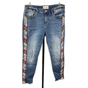 Driftwood Jackie Jeans Womens Blue Embroidered Side‎ Detail Denim Size 29